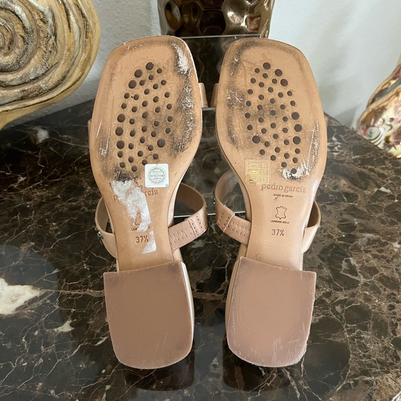 Pedro Garcia Metallic Slip on Double Strap Rhinestone Slide Sandals. Sz 37.5/7 - Picture 5 of 6